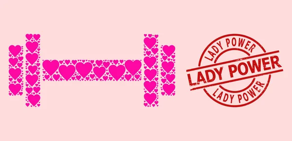 Печать о власти бедствующей леди и розовый коллаж о любви — стоковый вектор