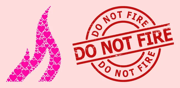 Texturierte Don 't Fire Stamp und rosa Lovely Fire Collage — Stockvektor