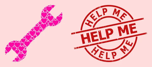 Текстурированный коллаж Help Me Seal и Pink Love — стоковый вектор