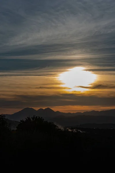 Molise Mainarde Pôr Sol Cordilheira Mainarde Estende Longo Fronteira Entre — Fotografia de Stock