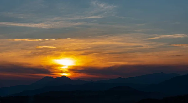 Molise Mainarde Sonnenuntergang Das Mainarde Gebirge Erstreckt Sich Entlang Der — Stockfoto