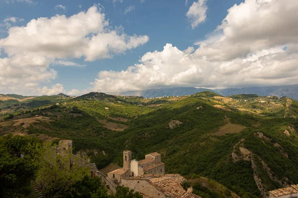 Underbar Utsikt Över Abruzzo Utsikt Från Det Medeltida Slottet Roccascalegna — Stockfoto