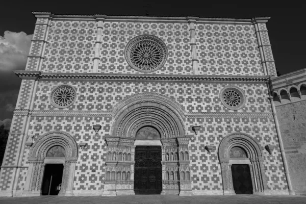Aquila Abruzja Bazylika Santa Maria Collemaggio Religijny Symbol Miasta Datowany — Zdjęcie stockowe
