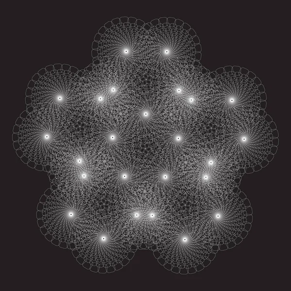 Mandala Patrón Gris Fractal Patrón Textura Espiral Vectorial Semitono Punteado — Vector de stock