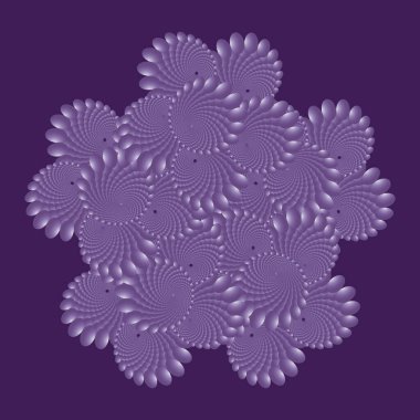 Mandala, fraktal pembe desen. Noktalı renkli vektör sarmal deseni ya da dokusu. Elipsli Nokta Arkaplanı