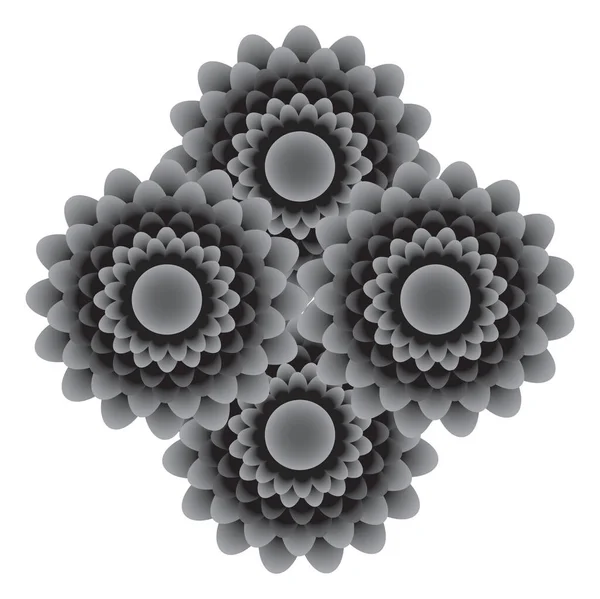 Ornate Eastern Mandala Art Black White Ornament — Stock Vector