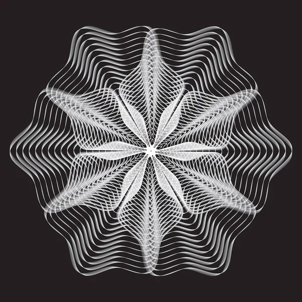 Abstrakter Linearer Schwarz Weißer Spiralhintergrund Durchbrochenes Ornament — Stockvektor