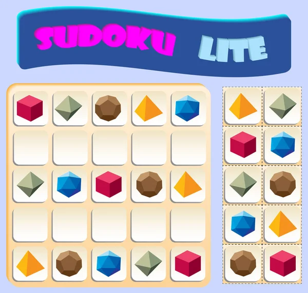 Sudoku Voor Kinderen Met Kleurrijke Geometrische Figuren Spel Voor Kleuters — Stockvector