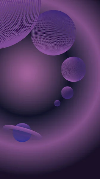 Fondo Pintura Abstracta Oscura Con Esferas Sistema Planetario Diseño Moderno — Vector de stock