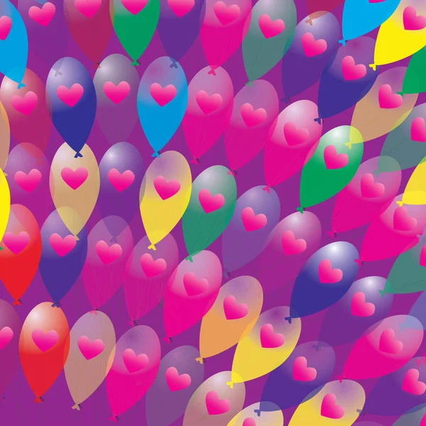 Fundo Com Balões Coloridos Corações Dia Dos Namorados Ilustração Vetorial — Vetor de Stock