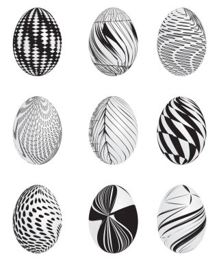 Beyaz zemin üzerinde izole paskalya yumurtaları, Vektör illüstrasyon