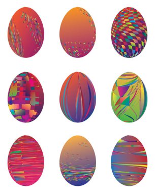 Beyaz zemin üzerinde izole paskalya yumurtaları, Vektör illüstrasyon