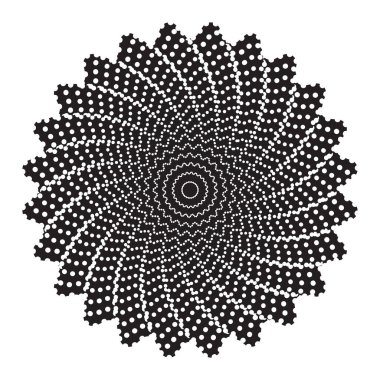 Noktalı Yarım Tonlu Vektör Döner Deseni ya da Doku. Elipsli Nokta Arkaplanı