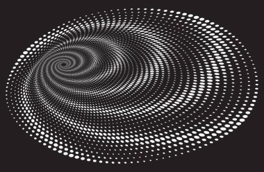 Noktalı Yarım Tonlu Vektör Döner Deseni ya da Doku. Beyaz Daireli Nokta Arkaplanı