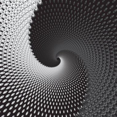 Tünel ya da solucan deliği. Dijital telgraf tüneli. Üç boyutlu tünel ızgarası. Arkaplan soyut vektör resmi