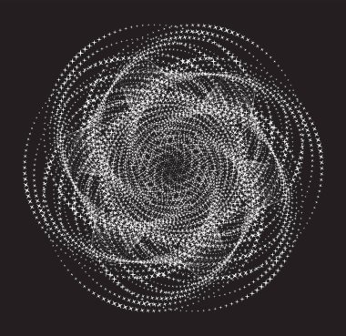 Noktalı Yarım Tonlu Vektör Döner Deseni ya da Doku. Benek Noktası Arkaplanı Yıldızlarla