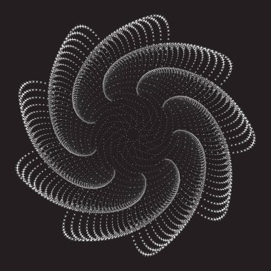 Noktalı Yarım Tonlu Vektör Döner Deseni ya da Doku. Elipsli Nokta Arkaplanı