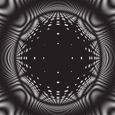 Noktalı Yarım Tonlu Vektör Deseni veya Doku. Siyah Çemberli Nokta Arkaplanı