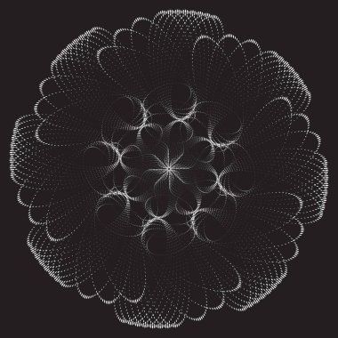 Çiçek. Noktalı Yarım Tonlu Vektör Döner Deseni ya da Doku. Nokta tasarımı ögesi