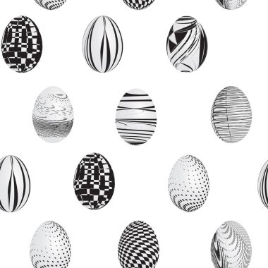 İzole paskalya yumurtaları. Kusursuz dekoratif arka plan. Vektör illüstrasyonu