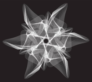 Çiçek. Noktalı Yarım Tonlu Vektör Döner Deseni ya da Doku. Nokta tasarımı ögesi