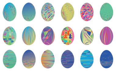 Beyaz zemin üzerinde izole paskalya yumurtaları, Vektör illüstrasyon