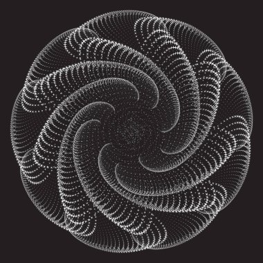 Çiçek. Noktalı Yarım Tonlu Vektör Döner Deseni ya da Doku. Beyaz Daireli Nokta Arkaplanı