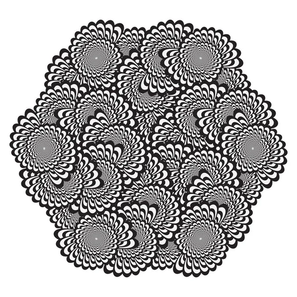 Elemento Diseño Espiral Blanco Negro Rayas Abstractas Alta Saturación Gradientes — Vector de stock
