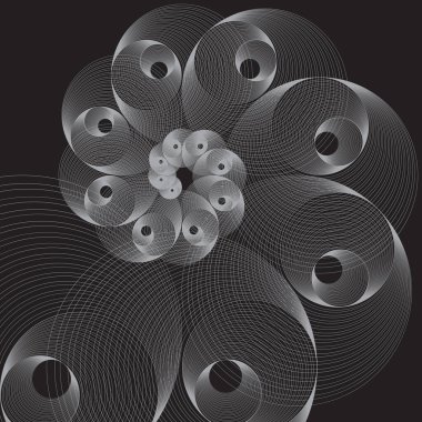 Soyut doğrusal siyah-beyaz Sarmal Arkaplan. Açık iş süsü