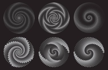 Noktalı Yarım Tonlu Vektör Döner Deseni ya da Doku. Tünel. Nokta Arkaplanı