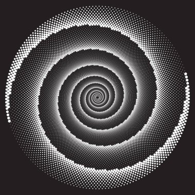 Noktalı Yarım Tonlu Vektör Döner Deseni ya da Doku. Elipsli Nokta Arkaplanı