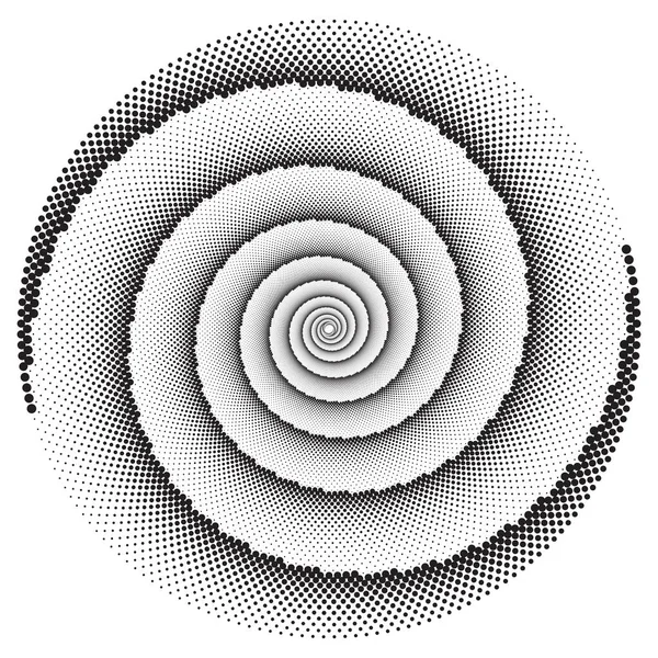 点線ハーフトーンベクトルスパイラルパターンまたはテクスチャ 楕円のあるシンプルなドットの背景 — ストックベクタ