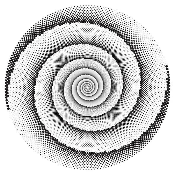 Pęknięty Półton Wektorowy Wzór Spiralny Lub Tekstury Stipple Dot Tła — Wektor stockowy