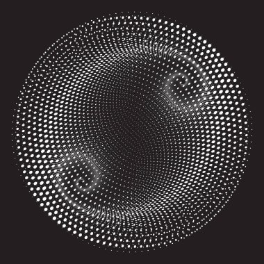 Noktalı Yarım Tonlu Vektör Döner Deseni ya da Doku. Elipsli Nokta Arkaplanı