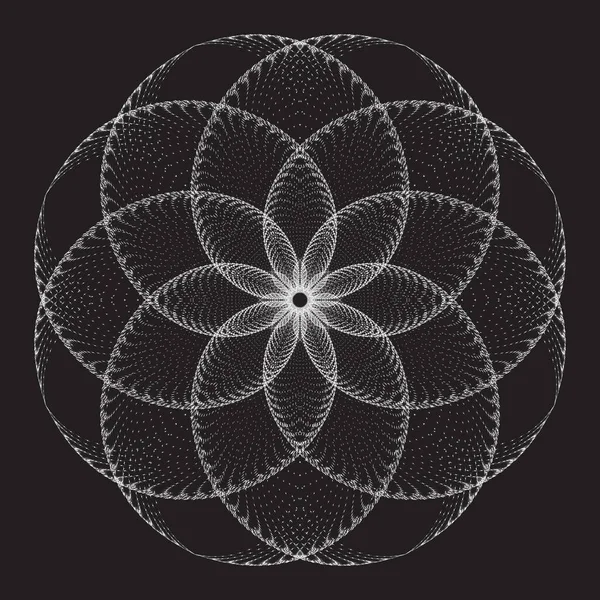 Цветок Точечный Полутоновый Векторный Спиральный Рисунок Текстура Стиппл Дот — стоковый вектор