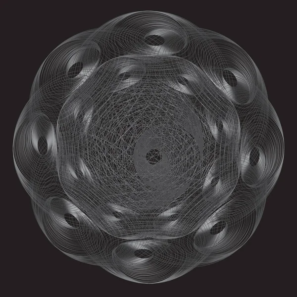 Abstrakter Linearer Schwarz Weißer Spiralhintergrund Durchbrochenes Ornament — Stockvektor