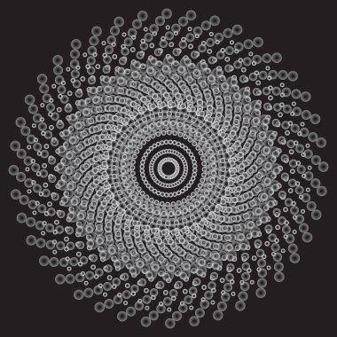 Noktalı Yarım Tonlu Vektör Döner Deseni ya da Doku. Yüzüklü Nokta Arkaplanı