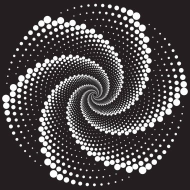 Noktalı Yarım Tonlu Vektör Spiral Tasarım Elemanı. Elipsli Nokta Arkaplanı