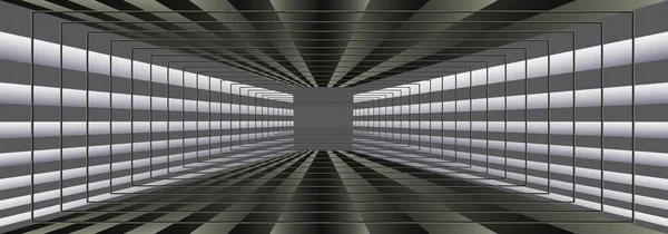 抽象的な背景 モノクロームグラデーショントンネル画像 ベクターイラスト — ストックベクタ