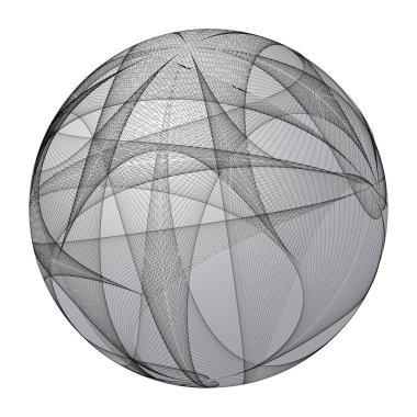 Dekoratif küre. Soyut yuvarlak sarmal çizgili tasarım öğesi. Vektör illüstrasyonu