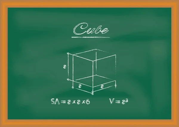 Kubus Tekening Van Een Geometrische Figuur Formules Voor Berekening Van — Stockvector