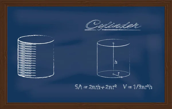 Cilinder Tekening Van Een Geometrische Figuur Formules Voor Berekening Van — Stockvector