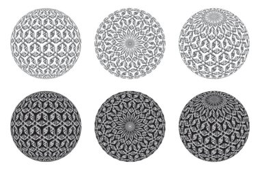 Yüzey boyunca kübik desenli küreler. Vektör illüstrasyonu