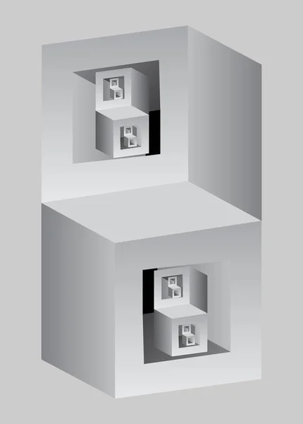 Illusione Ottica Figura Geometrica Isometrica Frattale Volumetrica Geometria Spaziale Illustrazione — Vettoriale Stock