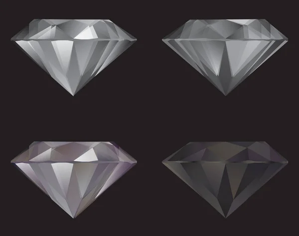 Brillante Diamante Giochi Isolati Sullo Sfondo Nero Illustrazione Vettoriale — Vettoriale Stock
