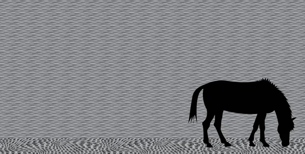 Paard Grazen Bij Een Stenen Muur Vectorillustratie — Stockvector