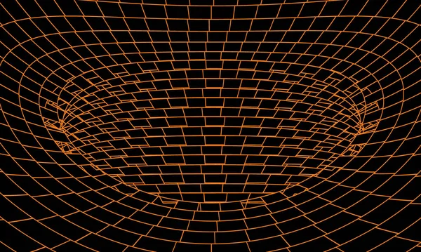 Soyut çizgili siyah-beyaz spiral arka plan. Kareli yüzeyi olan bir tünel. Vektör illüstrasyonu