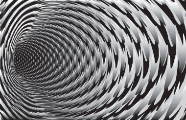 Tünel ya da solucan deliği. Dijital telgraf tüneli. Üç boyutlu ızgara. Arkaplan soyut vektör resmi