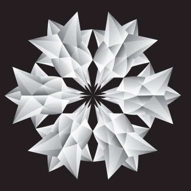 Çiçek, tasarım elementi. Soyut geometrik şekiller, piramitlerden çokyüzlü. Vektör illüstrasyonu