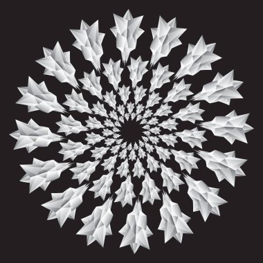 Çiçek, tasarım elementi. Soyut geometrik şekiller, piramitlerden çokyüzlü. Vektör illüstrasyonu